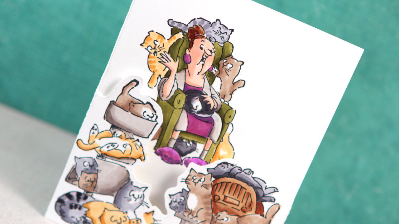 Copic Markers & Art Impressions Cat Lady – Color Wednesday #47