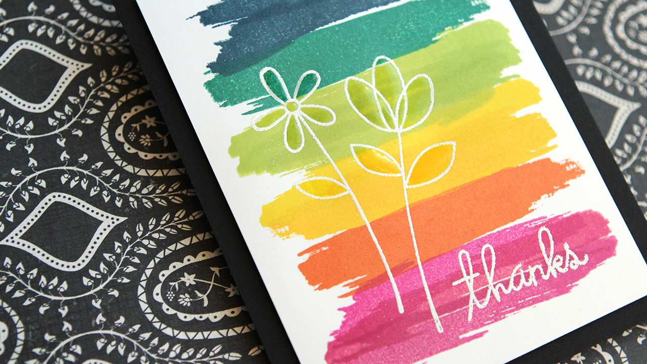 Rainbow Strokes With Flowers – Make a Card Monday #276