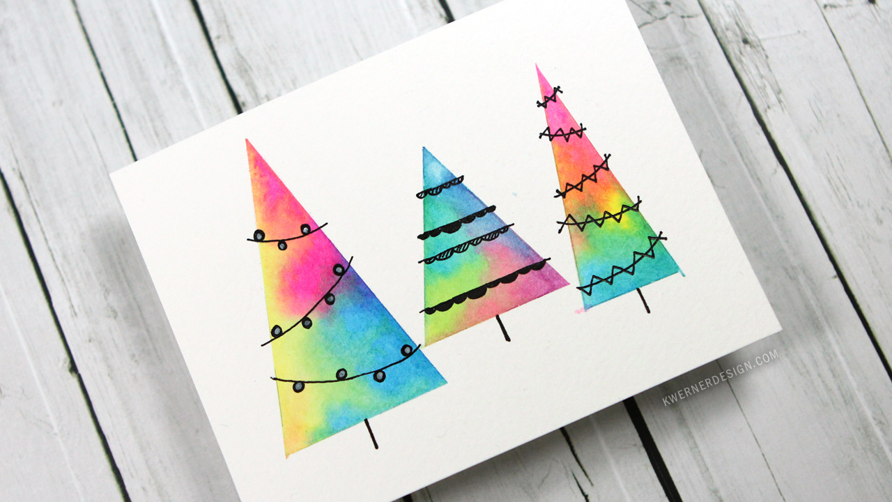 The card that didn’t make the cut (Psychedelic Watercolor Trees)