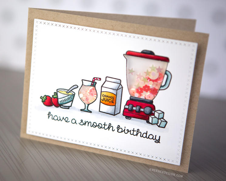 Creative Shaker Card with New Lawn Fawn stamps & Copic Coloring