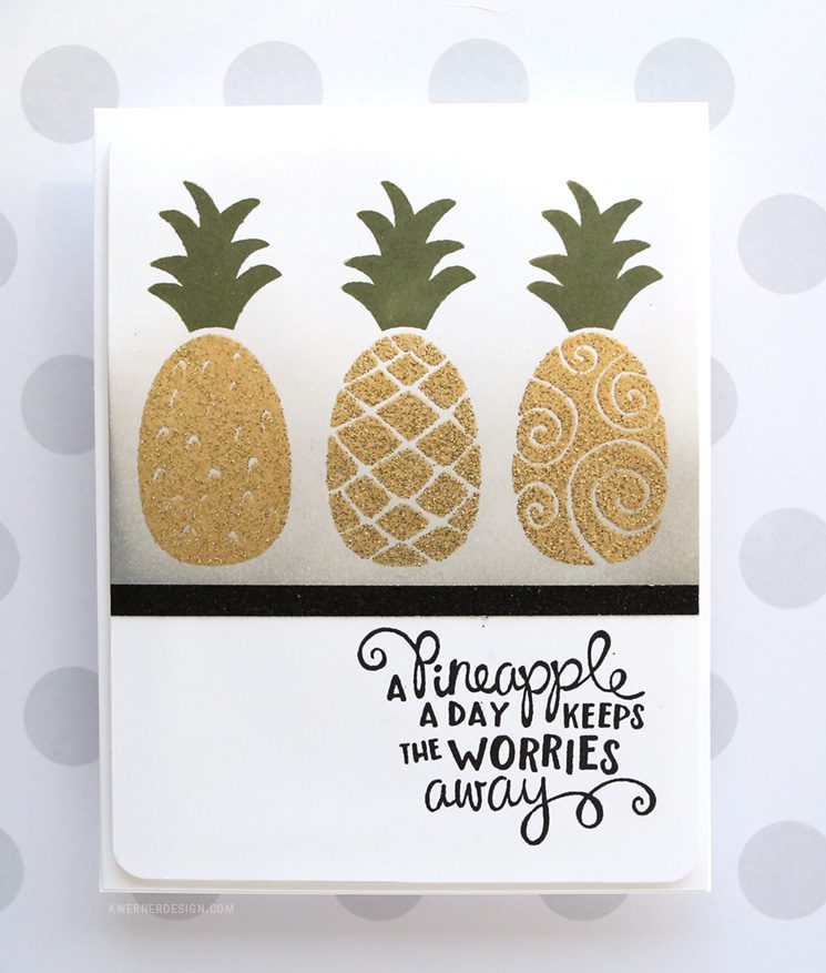 Simple Glitter Embossing Powder Card with Newton's Nook Pineapple Delight
