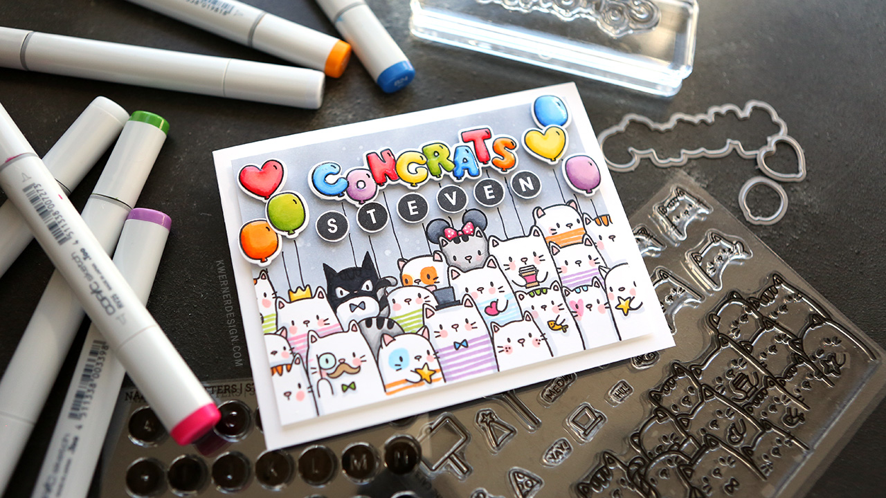 CATS, COPICS, & CONGRATS! Custom graduation card!
