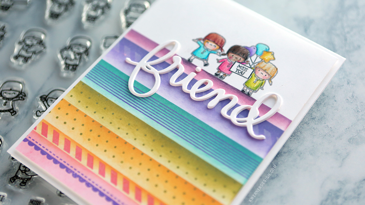 Masked, Blended, & Stamped Background with Distress Oxide Inks