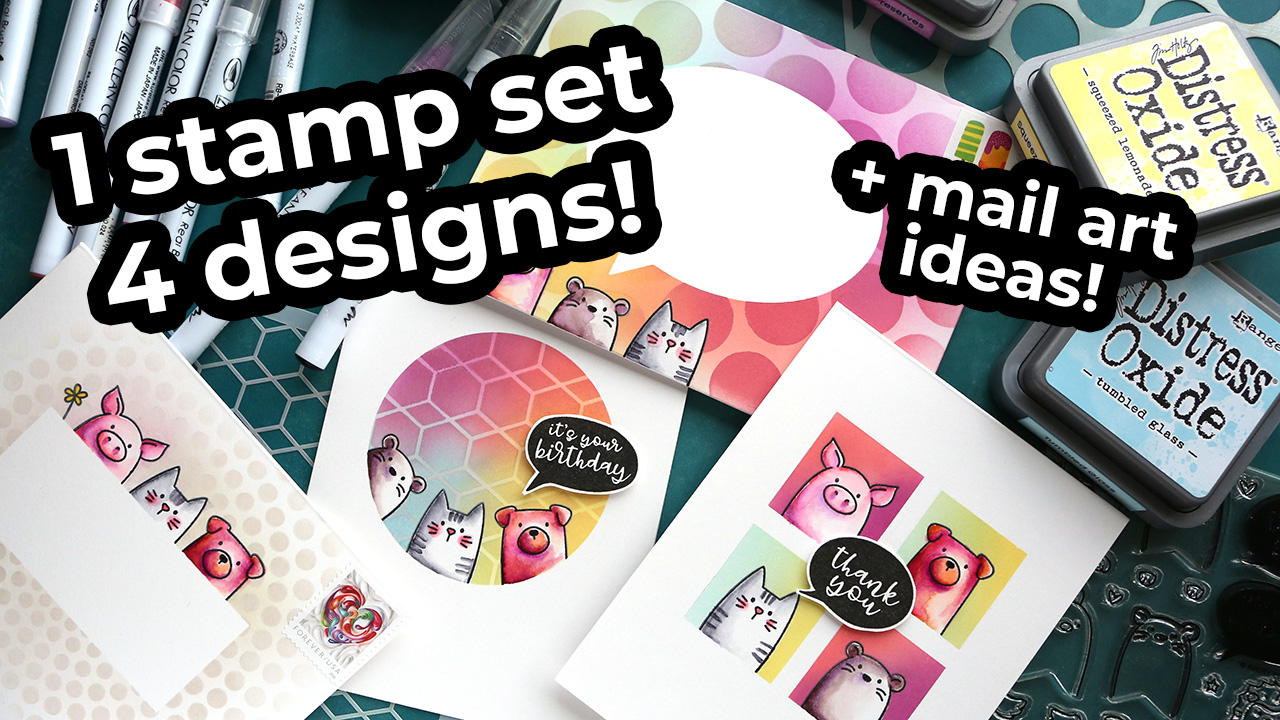 1 Stamp Set, 4 Designs – Masking, Ink Blending, and Watercolor Markers
