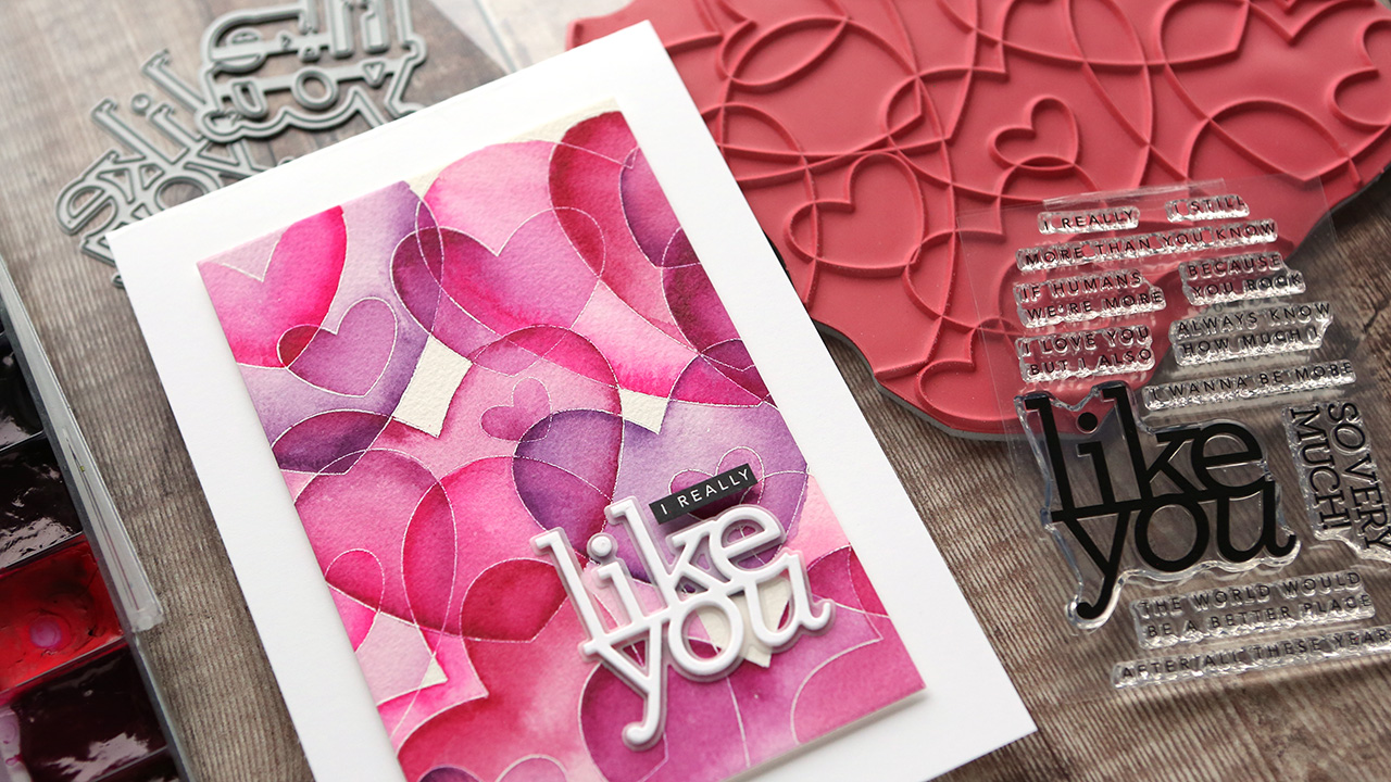 Watercolor Hearts Valentine’s Day Card