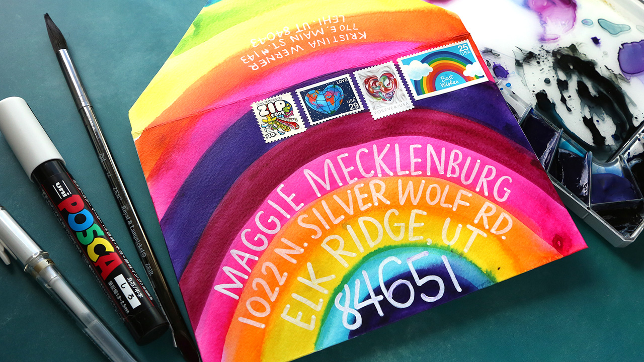 SUPER EASY Mail Art Idea! Colorful Rainbow Envelope!