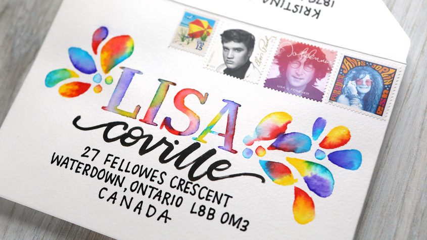Tie Dye Lettering on an Envelope