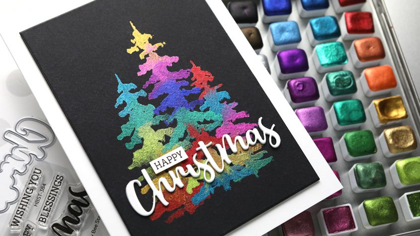 Holiday Card Series 2022 – Day 10 – Colorful Watercolor Trees